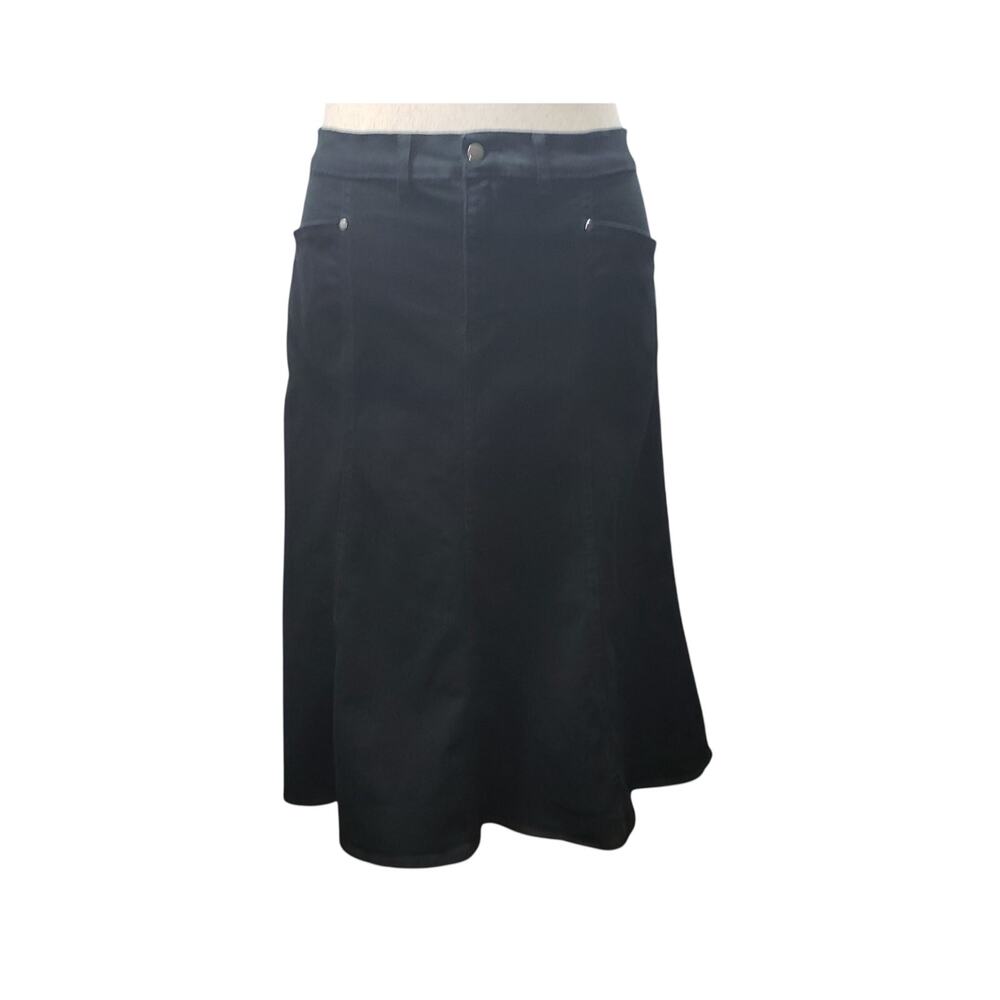 Vintage 90s Grunge Denim Midi Skirt Black Plus Size 16 18 Retro UK 20 / EU 38Y2K